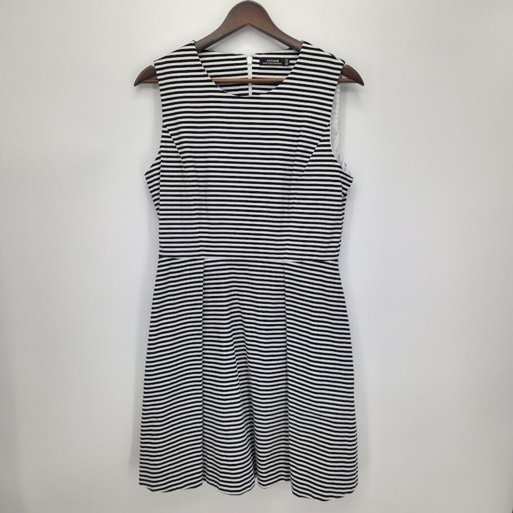 Kate Spade Saturday Let Loose Dress Fit Flare Black White Stripe Size 8 - Picture 2 of 5